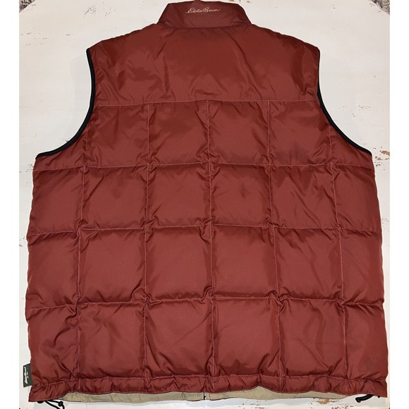 Eddie Bauer Down Puffer Vest Adult Extra Large Red Gray Reversible Goose Mens XL - Picture 2 of 16